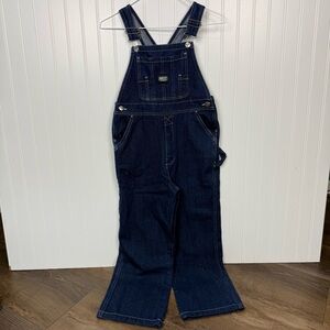 KEY Bib Overalls Kids Size 10 Premium Denim Adjustable Straps Dark Wash Blue
